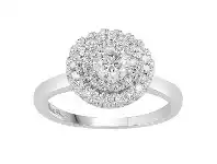 Bevilles Jewellery Love by Michelle Beville Double Halo Solitaire Ring with 0.80ct of Diamonds in 18ct White Gold offer