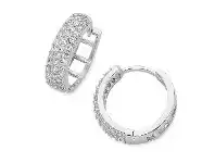 Bevilles Jewellery Sterling Silver Cubic Zirconia Thick Hoop Earrings-15mm offer