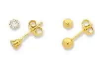 Bevilles Jewellery 9ct Yellow Gold Silver Infused Stud Earring Set offer