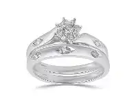 Bevilles Jewellery Twin Ring Set with 1/4ct of Diamonds in 9ct White Gold offer