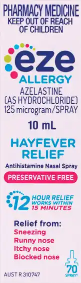 Eze Allergy Hayfever Relief Antihistamine Nasal Spray