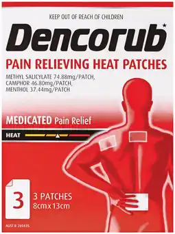 Pharmacy Best Buys Dencorub Pain Relieving Heat Patches 3 Patches offer