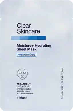 Priceline Clear Skincare Moisture+ Hydrating Sheet Mask with Hyaluronic Acid 1 Each offer