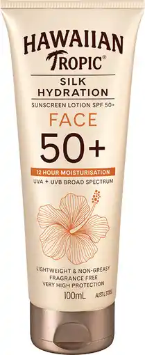 Priceline Hawaiian Tropic Silk Hydration Face SPF 50+ Lotion Fragrance Free offer