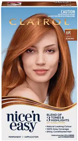 Priceline Clairol Nice 'N Easy 6R Natural Light Auburn Permanent Hair Colour offer