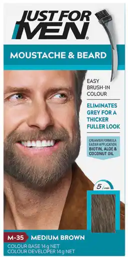 Priceline Just For Men Moustache & Beard Colour Medium Brown offer