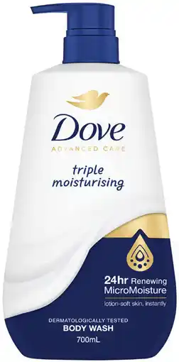 Priceline Dove Advanced Care Triple Moisturising Body Wash offer