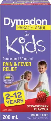 Priceline Dymadon For Kids 2 to 12 Years Liquid Paracetamol Strawberry offer
