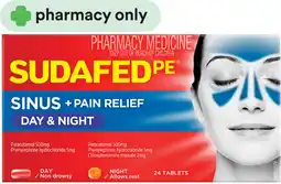 Priceline Sudafed PE Sinus + Pain Relief Day & Night 24 Tablets offer