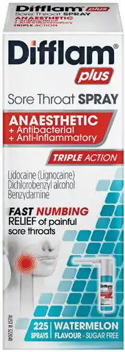 Priceline Difflam Plus Anaesthetic Sore Throat Spray 225 Sprays offer