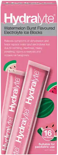 Priceline Hydralyte Watermelon Burst Flavoured Electrolyte Ice Blocks offer
