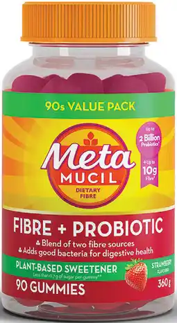 Priceline Metamucil Fibre + Probiotic 90 Gummies offer