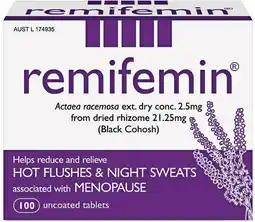 Priceline Remifemin Natural Plant Extract Menopause Relief 100 Tablets offer