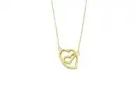 Bevilles Jewellery 9ct Yellow Gold Silver Infused Twin Hearts Necklace offer