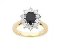 Bevilles Jewellery 9ct Yellow Gold Oval Sapphire and Diamond Ring offer