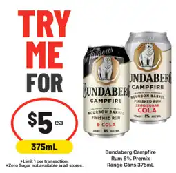 IGA Liquor Bundaberg Campfire Rum 6% Premix offer