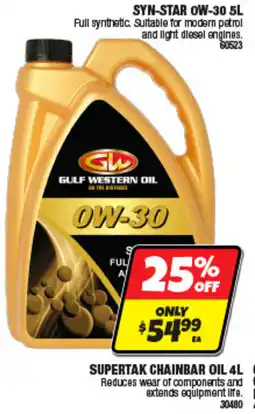 Autobarn Gulf Western Oil Syn-Star OW-30 offer