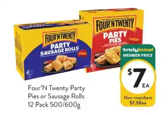 Four'n Twenty Party Pies or Sausage Rolls