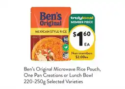 Foodworks Ben's Original Microwave Rice Pouch offer