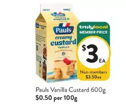 Foodworks Pauls Vanilla Custard offer