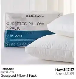Myer Heritage Gusseted Pillow 2 Pack offer