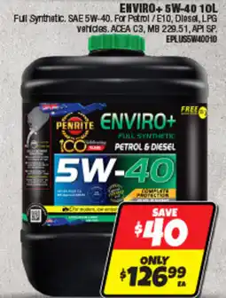 Autobarn Penrite Enviro+ 5W-40 offer