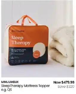 Myer MiniJumbuk Sleep Therapy Mattress Topper offer