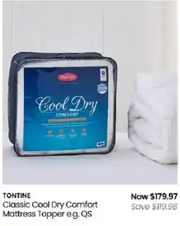 Myer Tontine Classic Cool Dry Comfort Mattress Topper e.g. QS offer