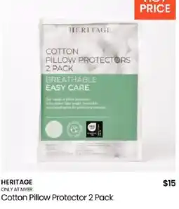 Myer Heritage Cotton Pillow Protector 2 Pack offer