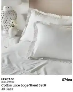 Myer Heritage Cotton Lace Edge Sheet Set# offer