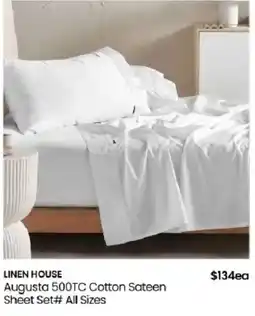 Myer Linen House Augusta 500TC Cotton Sateen Sheet Set# All Sizes offer