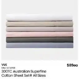 Myer Vue 300TC Australian Superfine Cotton Sheet Set# offer