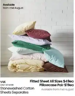 Myer VUE Stonewashed Cotton Sheets Separates offer