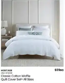 Myer Heritage Classic Cotton Waffle Quilt Cover Set offer