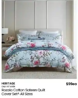 Myer Heritage Rozala Cotton Sateen Quilt Cover Set offer