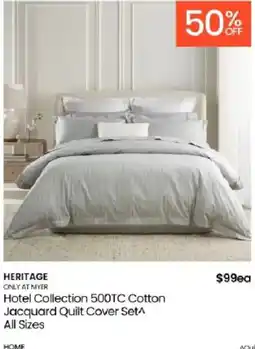 Myer Heritage Hotel Collection 500TC Cotton Jacquard Quilt Cover Set offer