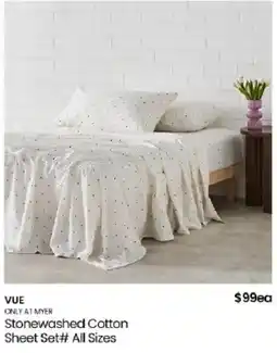 Myer Vue Stonewashed Cotton Sheet Set# offer
