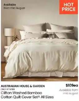 Myer Australian House & Garden Clifton Washed Bamboo Cotton Quilt Cover Set offer
