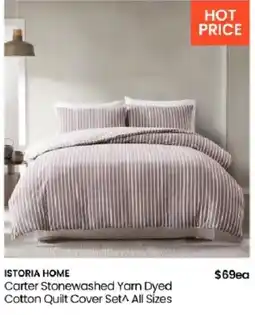 Myer Istoria Home Carter Stonewashed Yarn Dyed Cotton Quilt Cover Set offer