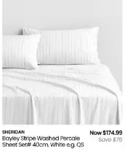 Myer Sheridan Bayley Stripe Washed Percale Sheet Set offer
