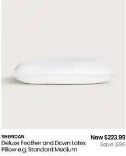 Myer Sheridan Deluxe Feather and Down Latex Pillow e.g. Standard Medium offer