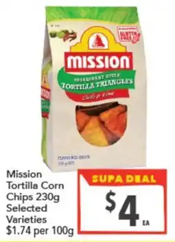 Supa Valu Mission Tortilla Corn Chips offer