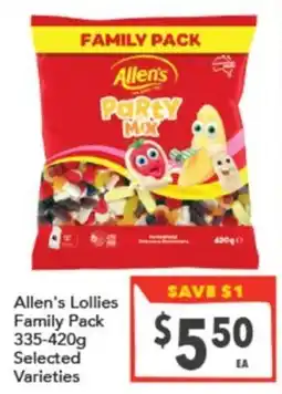 Supa Valu Allen's Lollies Family Pack Selected Varieties offer