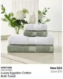 Myer Heritage Luxury Egyptian Cotton Bath Towel offer