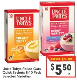 Supa Valu Uncle Tobys Rolled Oats Quick Sachets offer