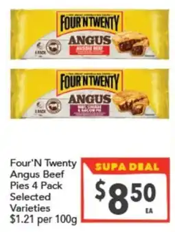 Supa Valu Four'N Twenty Angus Beef Pies 4 Pack Selected Varieties offer