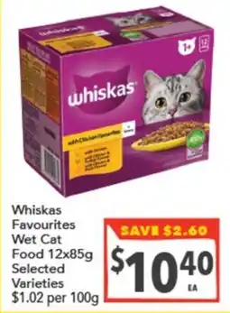 Supa Valu Whiskas Favourites Wet Cat Food Selected Varieties offer