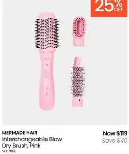 Myer Mermaide Hair Interchangeable Blow Dry Brush, Pink offer