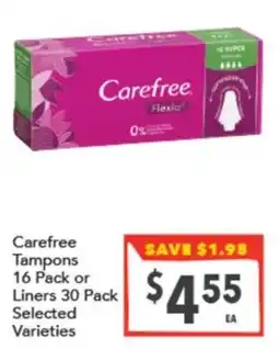 Supa Valu Carefree Tampons Liners offer