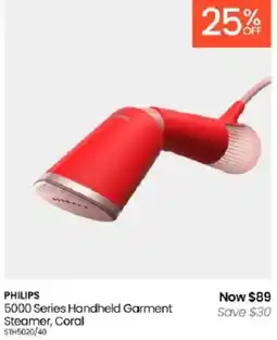 Myer Philips 5000 Series Handheld Garment Steamer, Coral offer